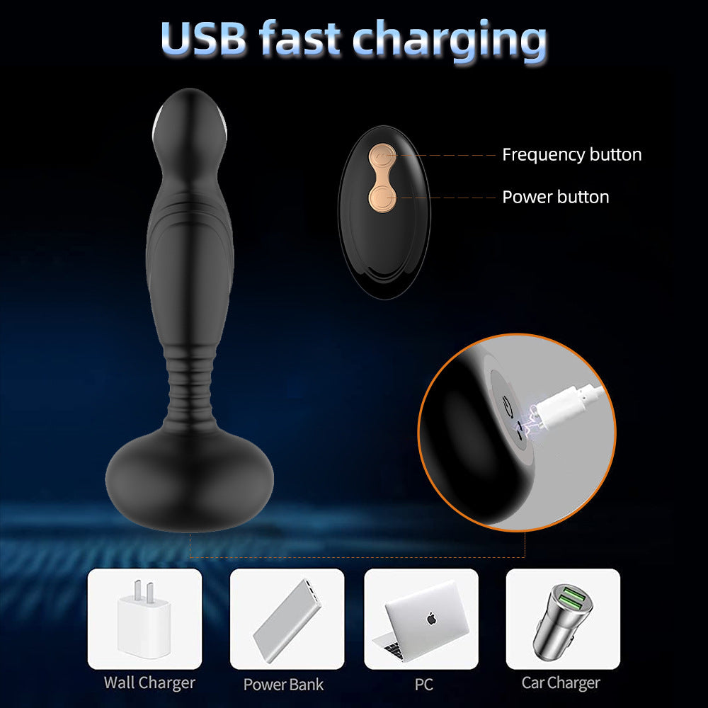 Black Anal Butt Plug Vibrating Massager Sex Toys